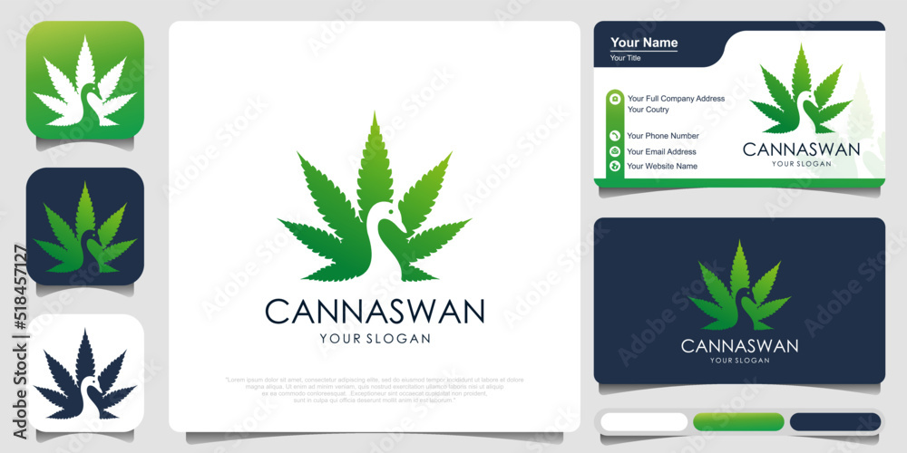 Cannabis Green badge Logo Design with combination duck . Cannabis Green badge Logo Design with combination duck .
