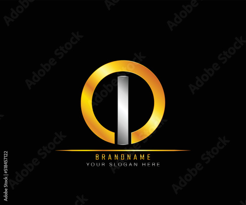 Creative elegant trendy modern monogram logo design silver and gold color OI initial based Alphabet icon logo. Initial letter OI logo template. Luxury O I logo template. photo