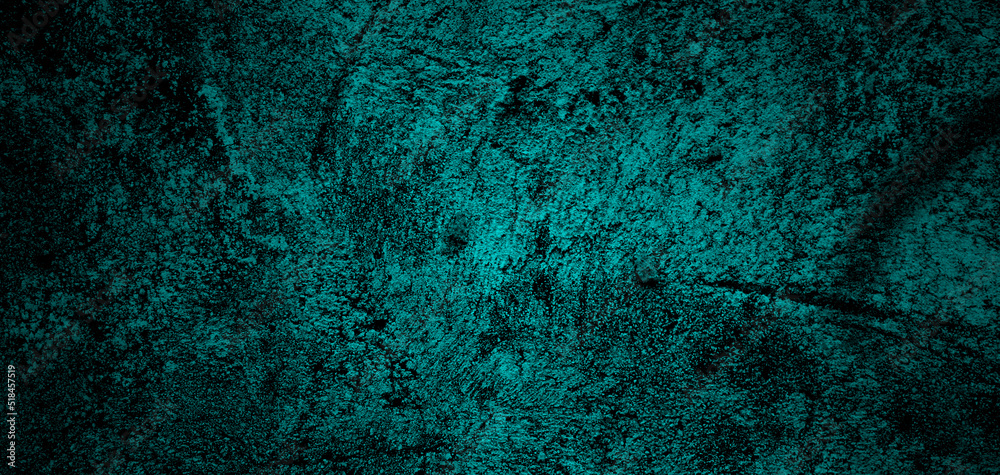 Artistic wallpaper image of dark green and blue background stucco surface.