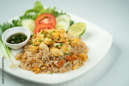 Crab fried rice with white background 