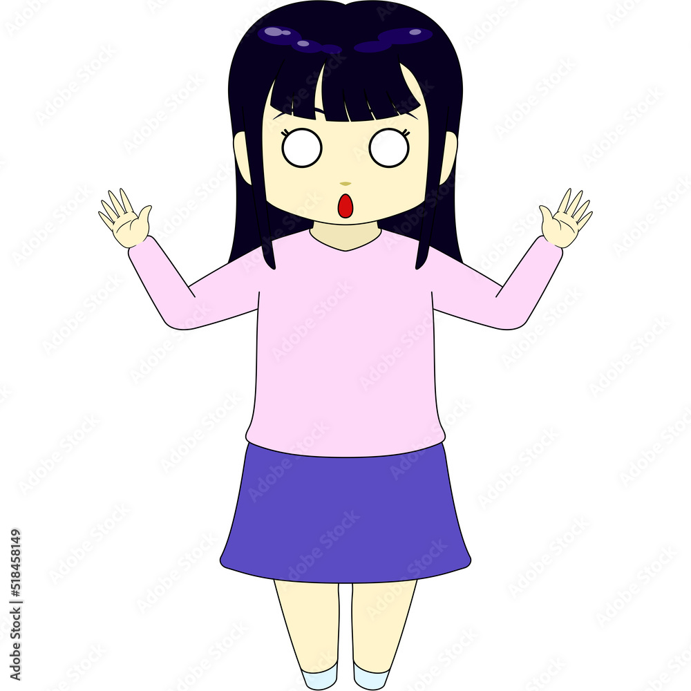 ちびキャラのイラスト(女性・正面) ちびキャラのイラスト(女性・正面)