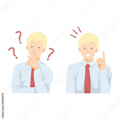 Facial expressions business man working employee set in isolated white background vector illustration 