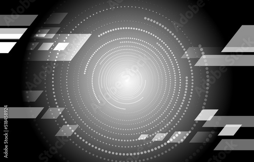 Abstract black gradient Geometric Shapes. Connection And Web Concept. Digital, Communication And Technology Network Background With Moving Lines And Dots.
