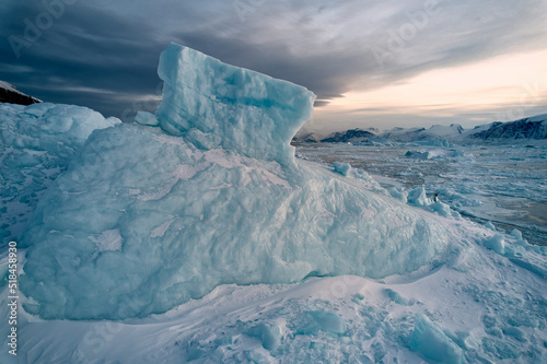 Greenland Arctic iceberg, amazing texture of ice photo