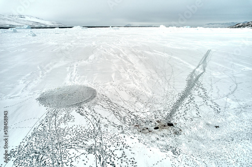 Greenlandic Inuit Inuk Eskimo traditional hunting ground on sea ice