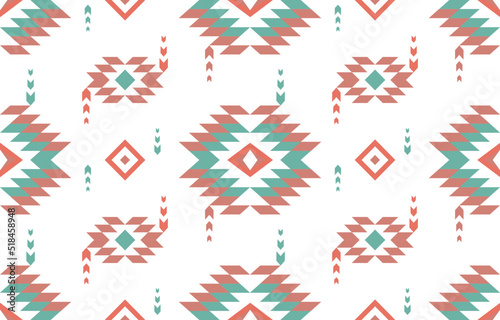 Ethnic pastel geometric Aztec style. Mosaic on the tile. African Moroccan pattern. Ethnic carpet. Majolica. Asian, Tribal vector ornament. Aztec geo pattern. Native design for fabric print.