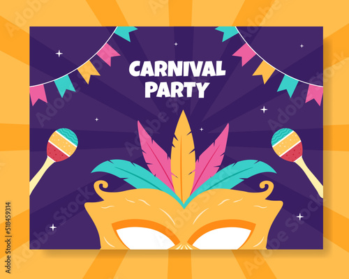 Happy Carnival Party Photocall Template Cartoon Background Vector Illustration