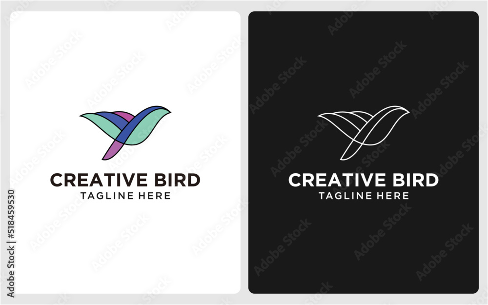CREATIVE BIRD LOGO DESIGN MODERN LINE ABSTRACT 4