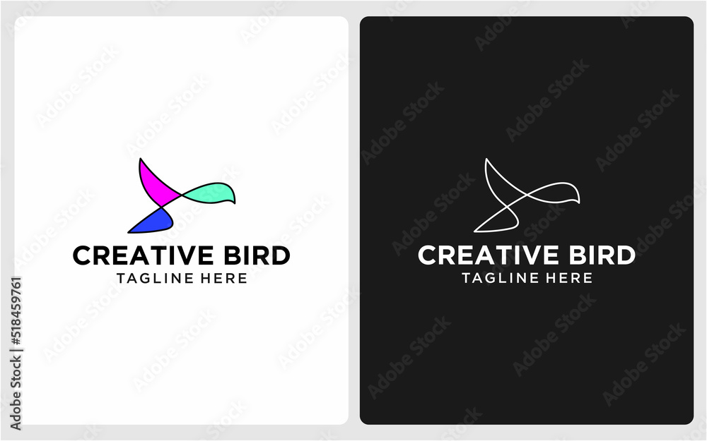 CREATIVE BIRD LOGO DESIGN MODERN LINE ABSTRACT 3