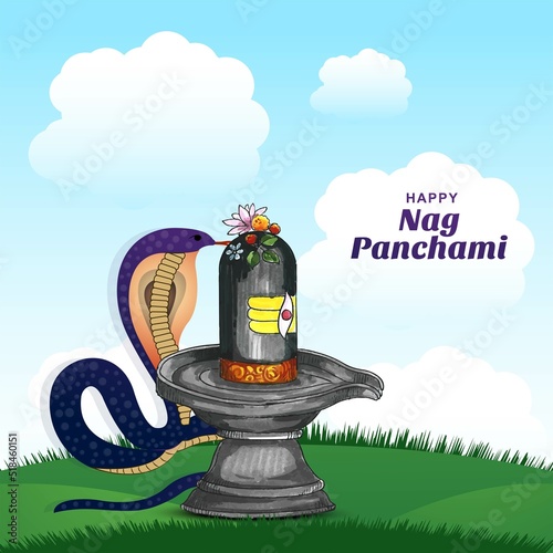Beautiful card nag panchami on indian festival celebration background