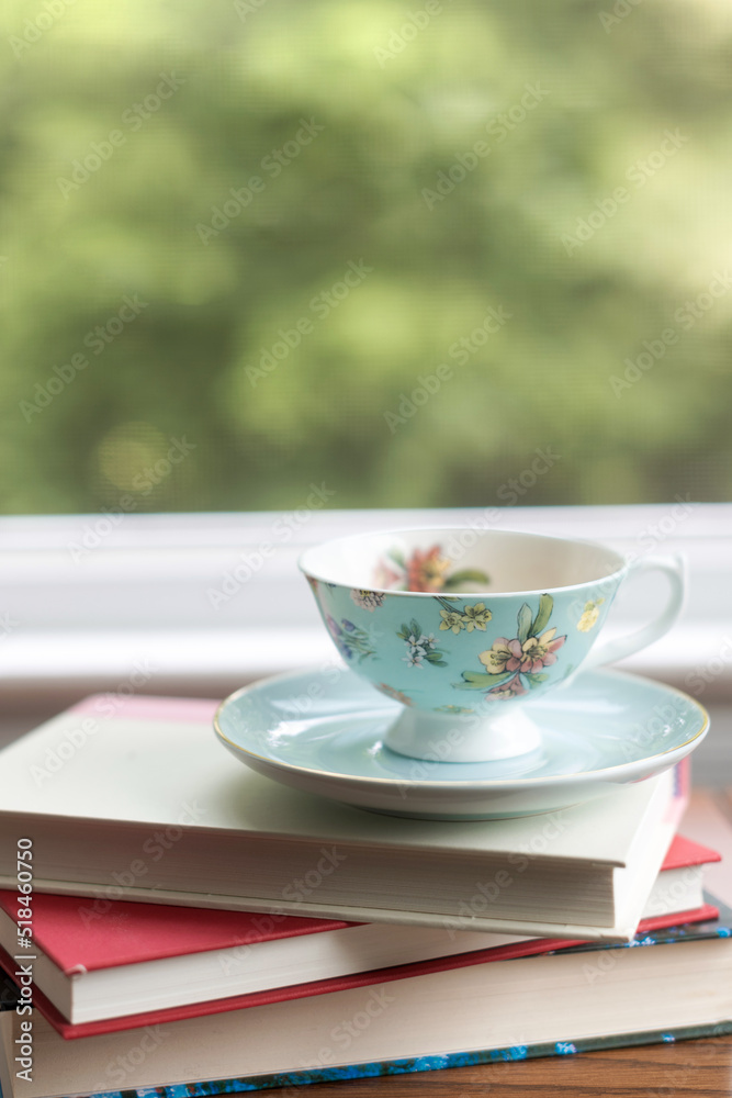 Tea and books by window Tea and books by window