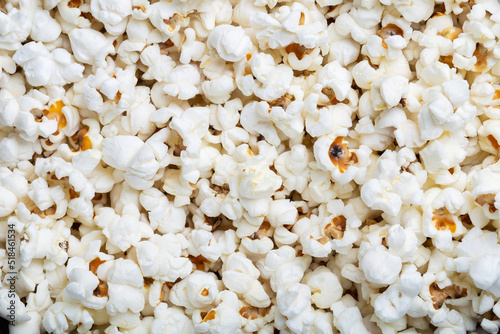 pile of popcorn, top view, close-up view