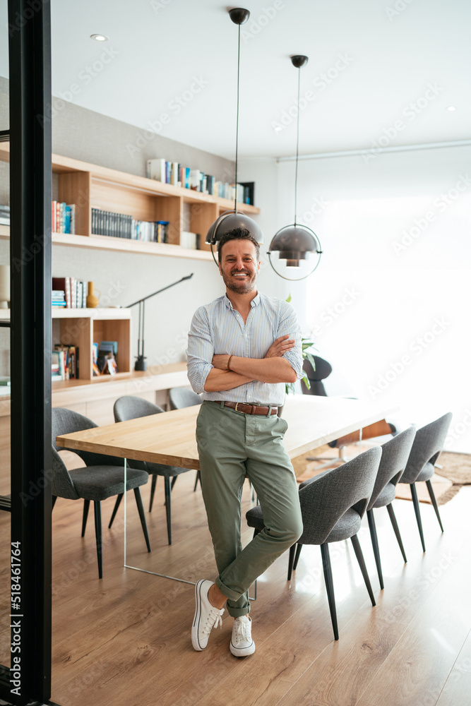 Self assured male entrepreneur at home Self assured male entrepreneur at home