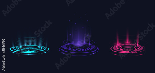 Digital stage podium for sci-fi game fantasy or futuristic technology vector collections