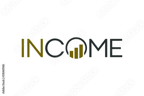 Typography of INCOME with unique on 'O' letter ready to use.