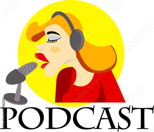 a woman doing podcast vector illustration
