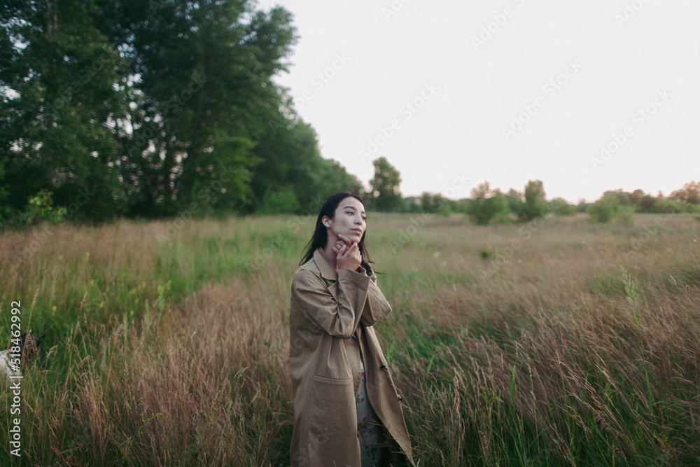 portrait of a young asian woman with the tree portrait of a young asian woman with the tree