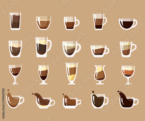 Hot coffee mug vector. Popular drink menu in the cafe For drinking to wake up in the morning