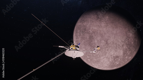 Obraz na plátně Space Probe Flyby Planet Mercury 3D Rendering