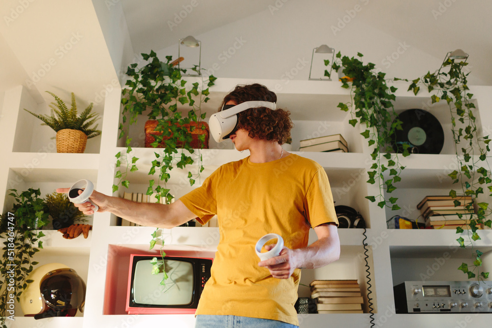 Man dancing using VR headset Man dancing using VR headset