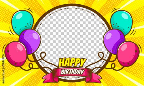 happy birthday cartoon frame template design