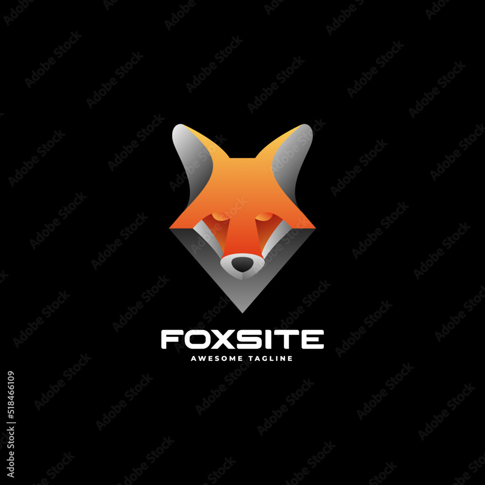 Obraz premium Vector Logo Illustration Fox Gradient Colorful Style.