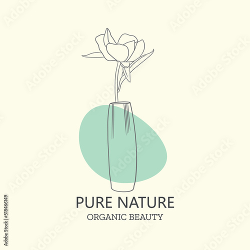 Hand Drawn aesthetic botanical natural logo for branding in modern design. Botanic line art flower.