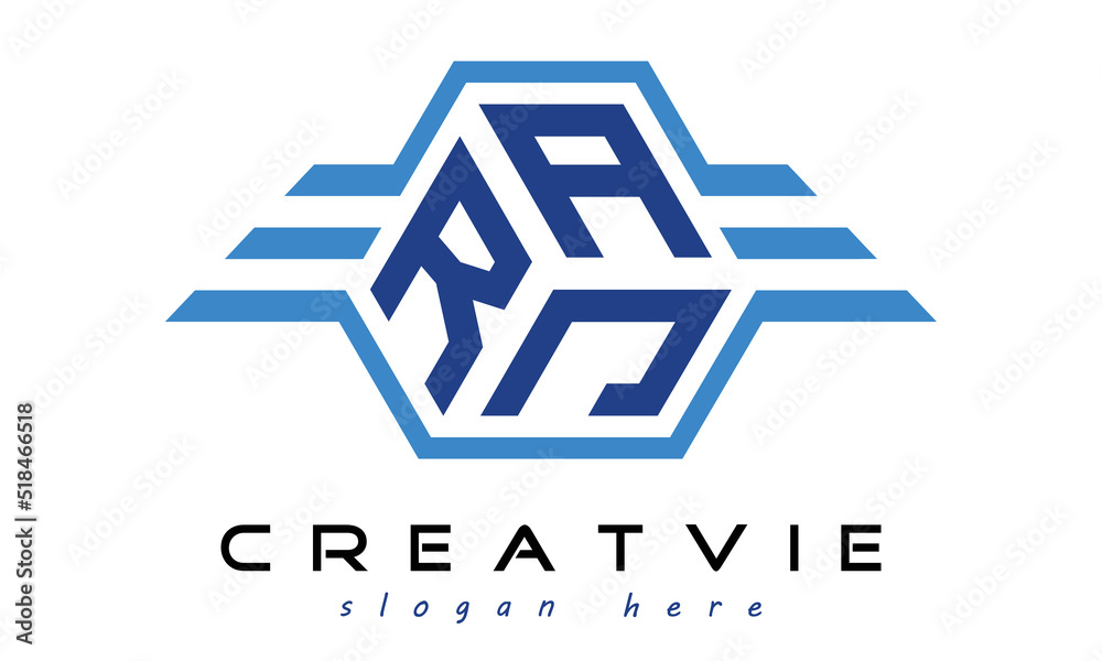 RAJ three letter geometrical wings logo design vector template. wordmark logo | emblem logo | monogram logo | initial letter logo | typography logo | business logo | minimalist logo | - obrazy, fototapety, plakaty 