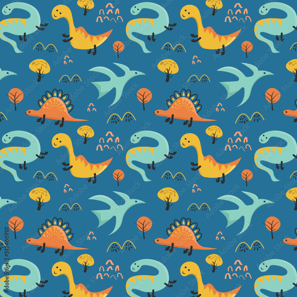Cute Dino Seamless Pattern Print for Wallpaper, Wrapping, Party accessories, Invitations, Posters, Home Decor Cute Dino Seamless Pattern Print for Wallpaper, Wrapping, Party accessories, Invitations, Posters, Home Decor