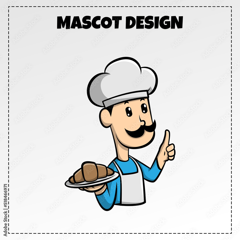 Mr Bread Mascot Chef Design Illustration