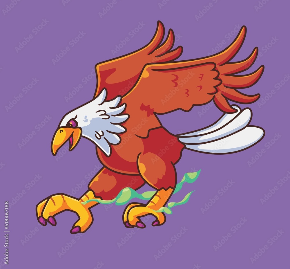 cute cartoon eagle fighting hunt. isolated cartoon animal illustration vector cute cartoon eagle fighting hunt. isolated cartoon animal illustration vector