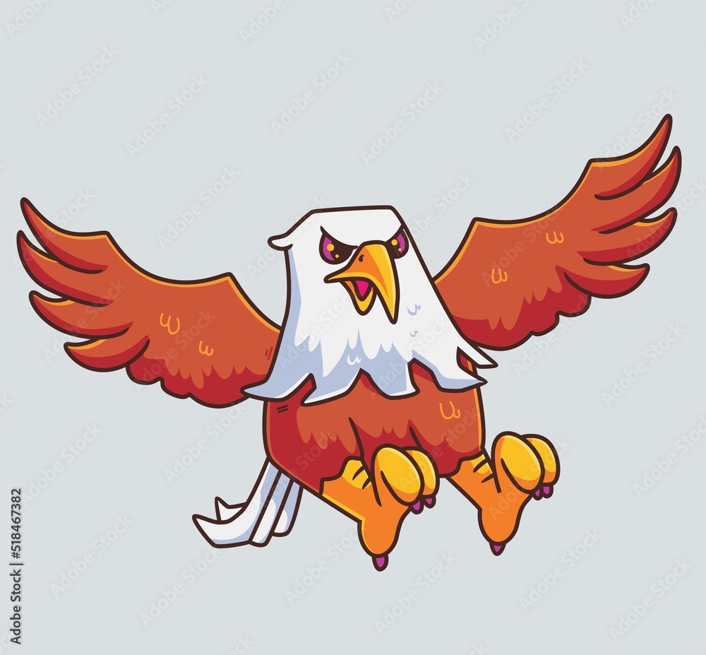 Fototapeta premium cute eagle hunting pose. Isolated animal illustration. Flat Style Sticker Icon Premium vector