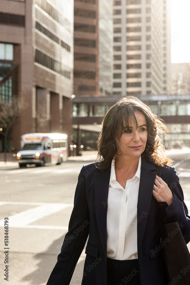 Confident Business Woman Walking Downtown Confident Business Woman Walking Downtown