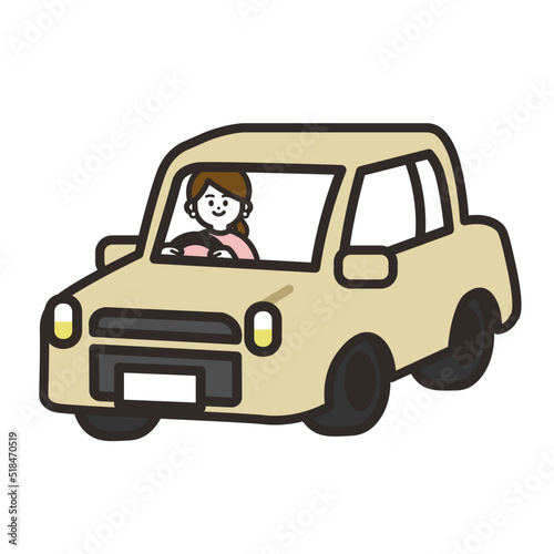 普通自動車を運転する女性