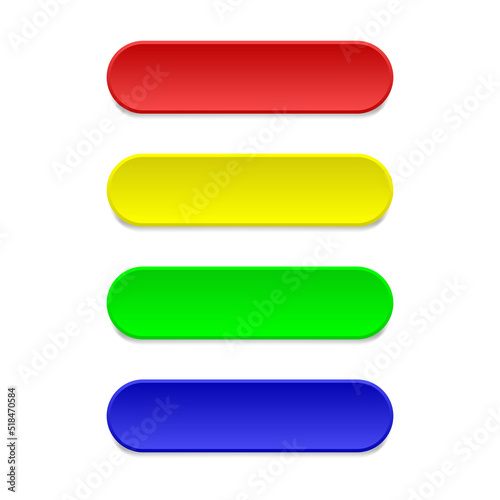 blank buttons set with different color rounded rectangle shape isolated on white background