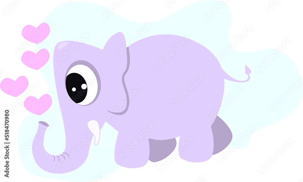 Naklejka premium ELEPHANT with love out from nose