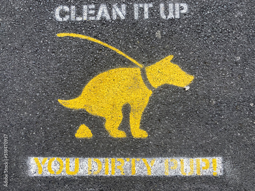 A funny reminder for dog owners to clean the pup's poop up photo