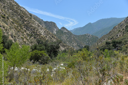 Tujunga, California, USA - May 9, 2022: Beautiful landscape on the hiking trail to Canyon Falls