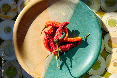 Sereno and Jalipino Peppers on Plate photo