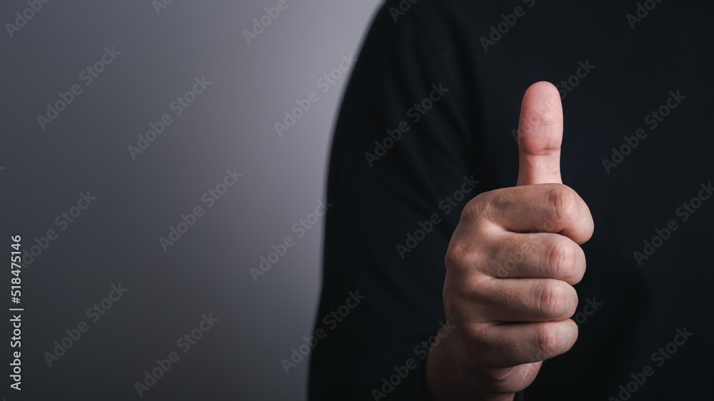 Businessman hand with thumb finger up. Success good sign concept. Happy work life. empty background with copy space for text. Businessman hand with thumb finger up. Success good sign concept. Happy work life. empty background with copy space for text.