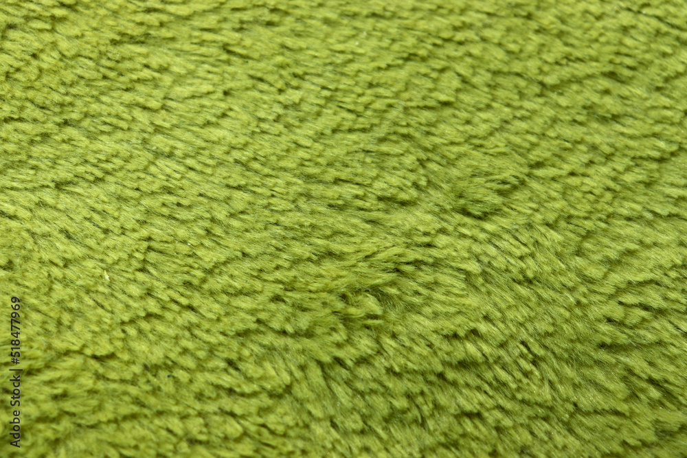 緑色の毛足の長い布素材 緑色の毛足の長い布素材