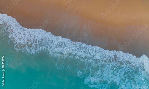 Aerial view of a ecology system with a wave water energy with a summer tropical background