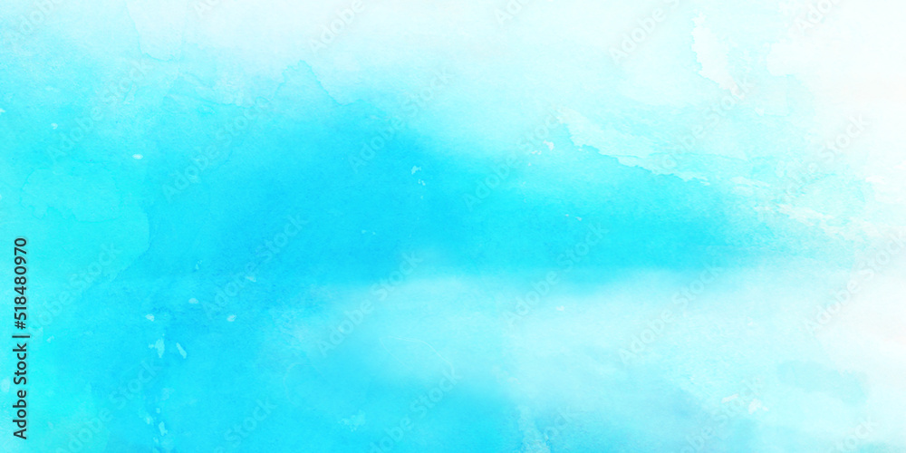 コピースペースのある爽やかな水色の海をイメージした水彩背景　背景イラスト　テクスチャ素材 海	