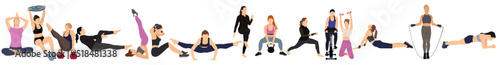 vector art of group of women doing different workout activities