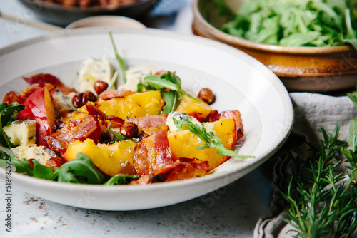 Peach and blue cheese salad.