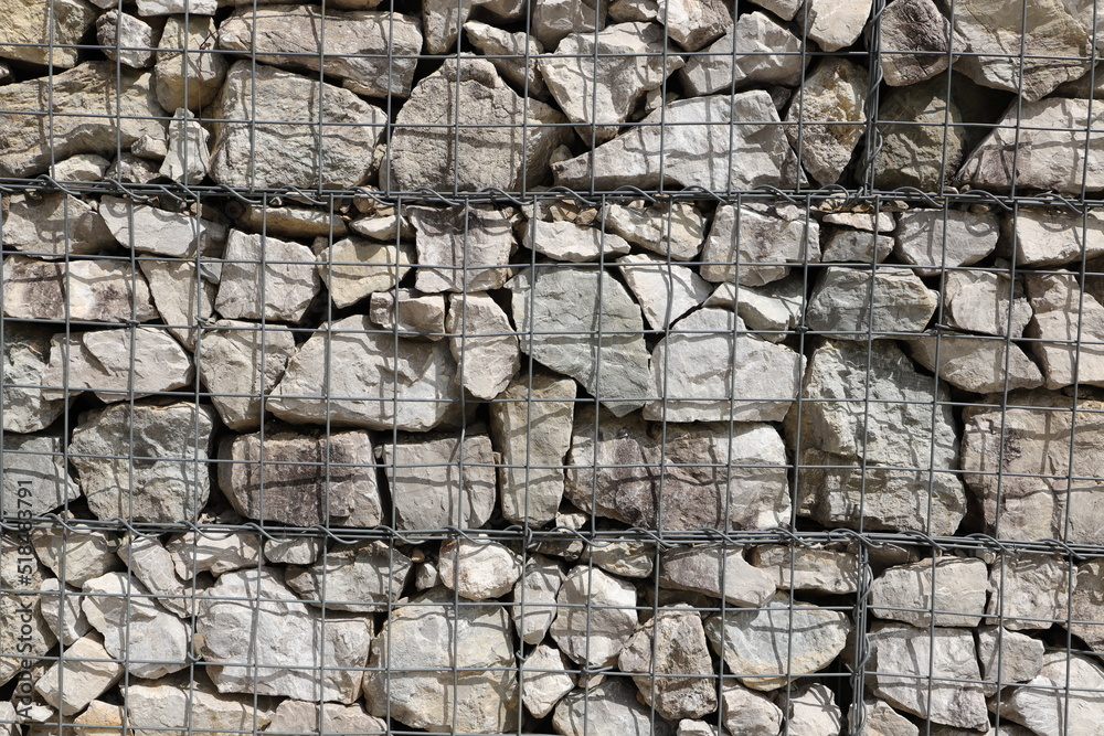 gabions with stones as visual protection