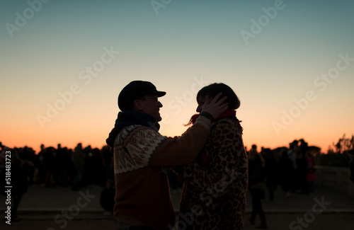Close friends reunited together during sunset