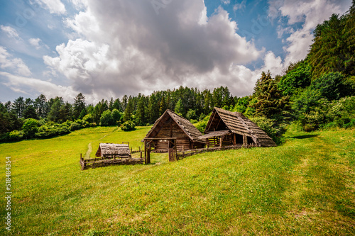 Celtic settlement construction in the archaeological locality Havranok. Ancient celtic fortress, near Liptovska Mara. Liptov region, Slovakia landscape photo