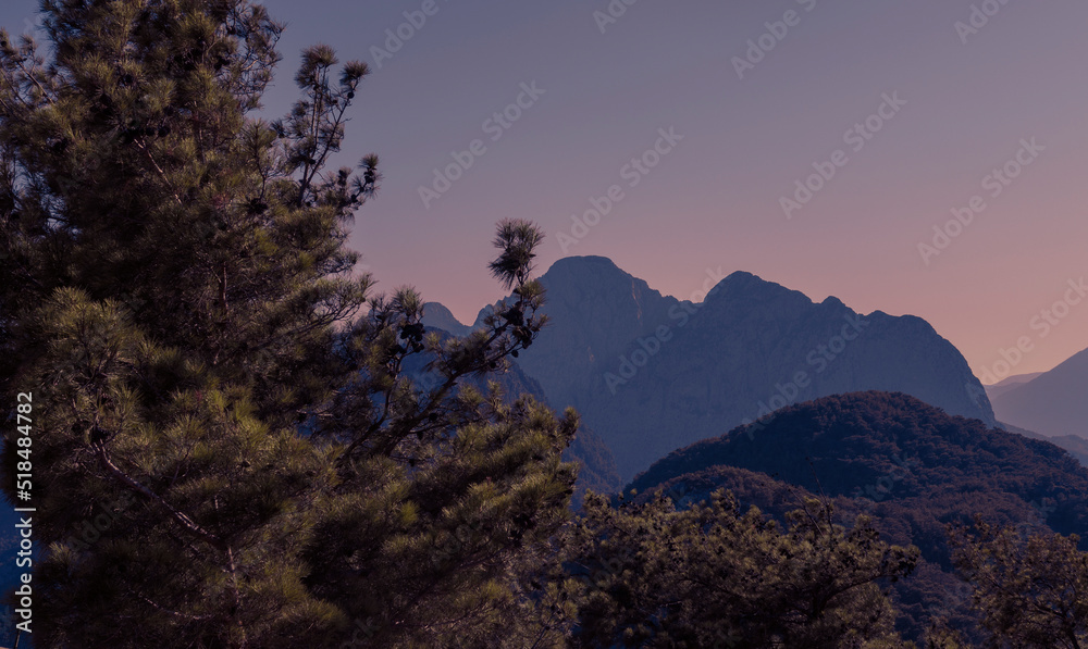 Travel to the mountains, tourism. We met the sunset far from the cities Travel to the mountains, tourism. We met the sunset far from the cities
