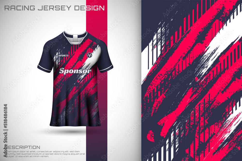 Fototapeta premium Sports jersey and t-shirt template sports jersey design vector. Sports design for football, racing, gaming jersey. Vector.
